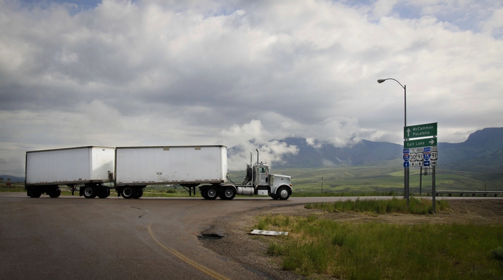 Freight trucks on a highway